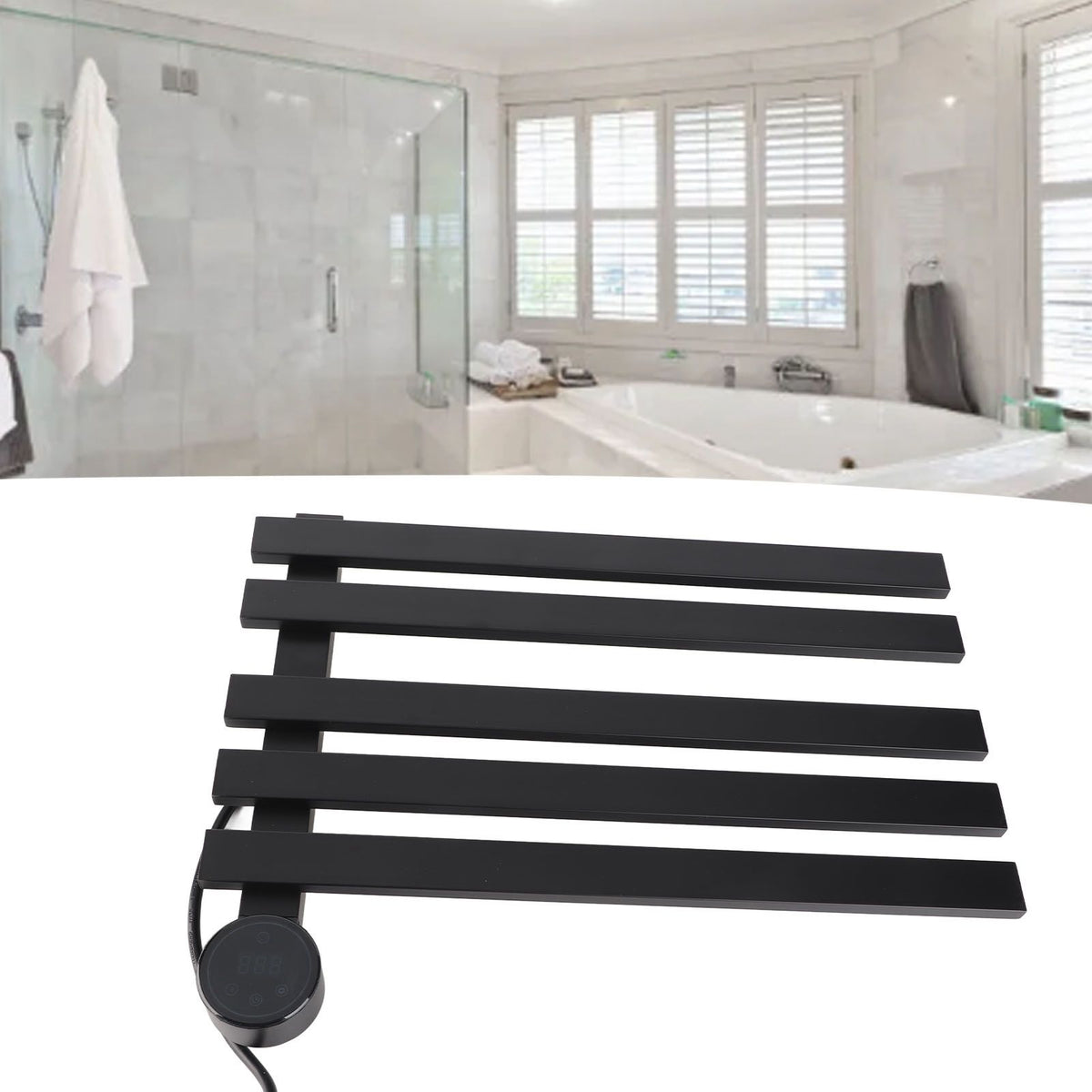 Heated Towel Rack Aluminum 5 Bars Smart Constant Temperature Towel Warmer Electric Towel Drying Rack for Bathroom Black AU Plug 220V