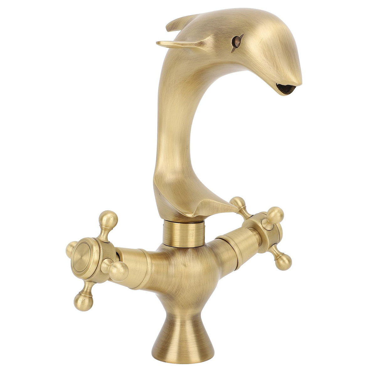 Bathroom Sink Faucet Copper Antique Dolphin Double Lever Washbasin Mixer Tap for Kitchen Toilet Bathtub