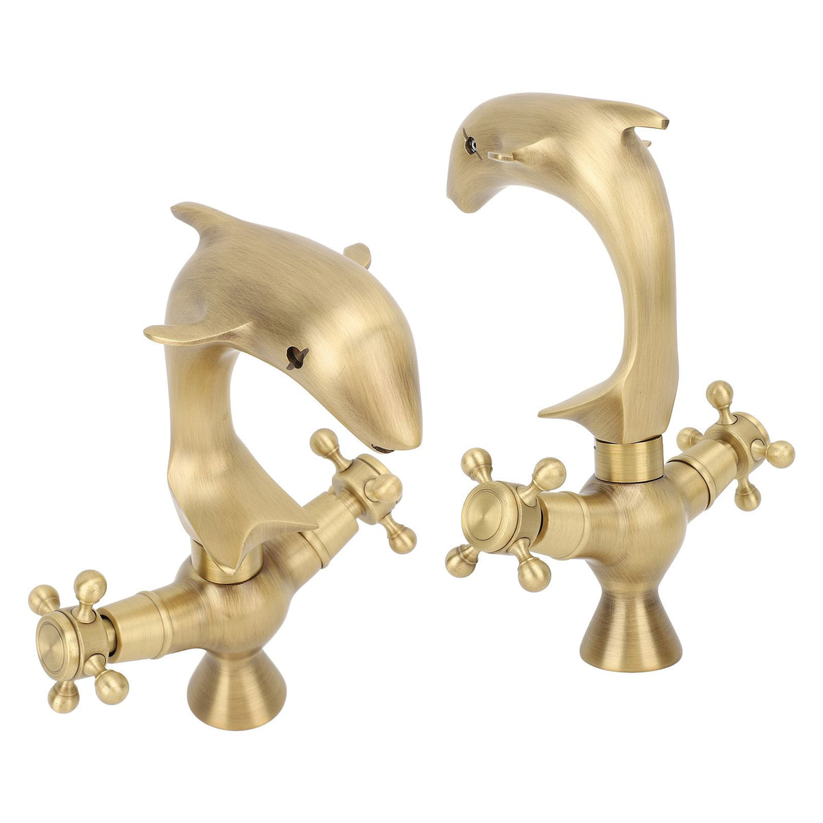 Bathroom Sink Faucet Copper Antique Dolphin Double Lever Washbasin Mixer Tap for Kitchen Toilet Bathtub
