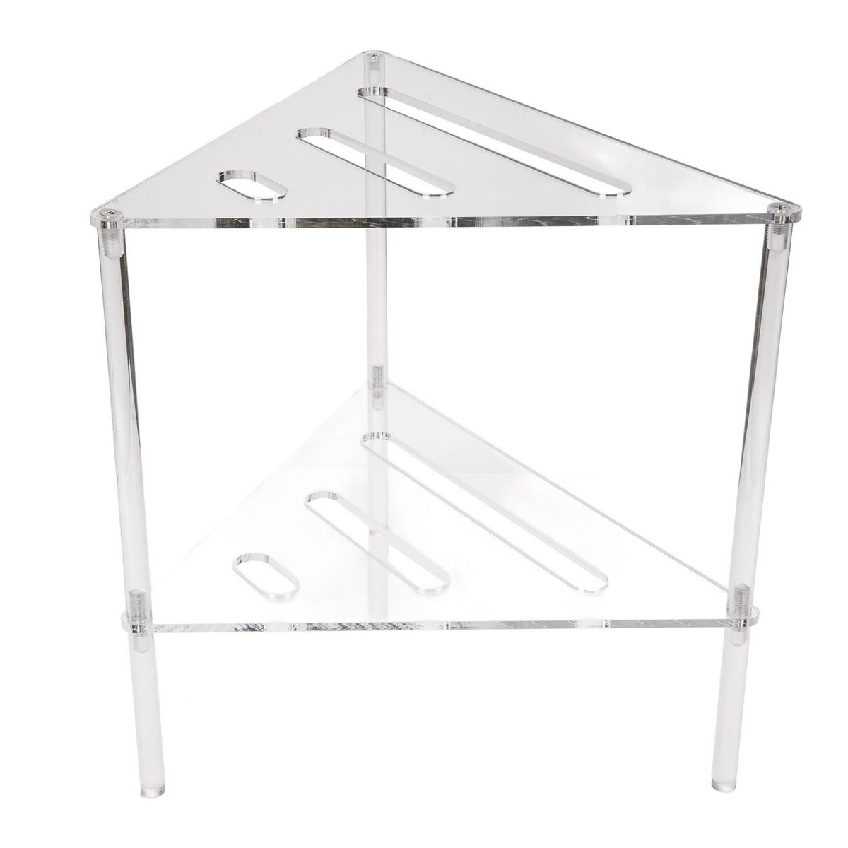 Acrylic Corner Shower Caddy 2 Tier Floor Standing Hollowed Corner Shelf Organizer for Bathroom Bedroom Kitchen