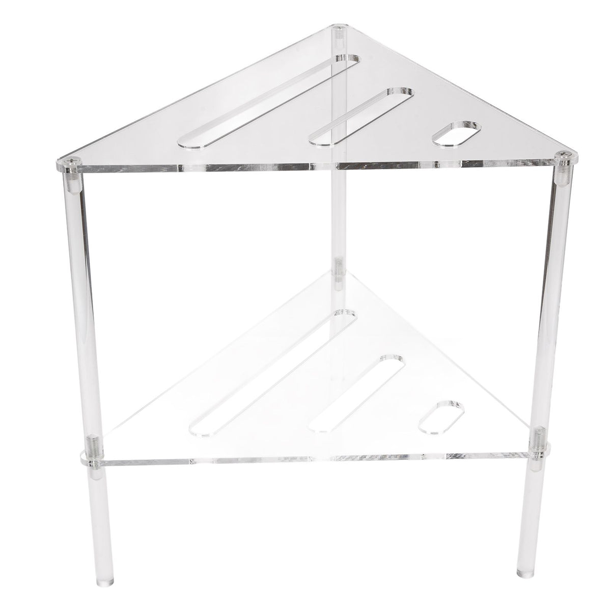 Acrylic Corner Shower Caddy 2 Tier Floor Standing Hollowed Corner Shelf Organizer for Bathroom Bedroom Kitchen