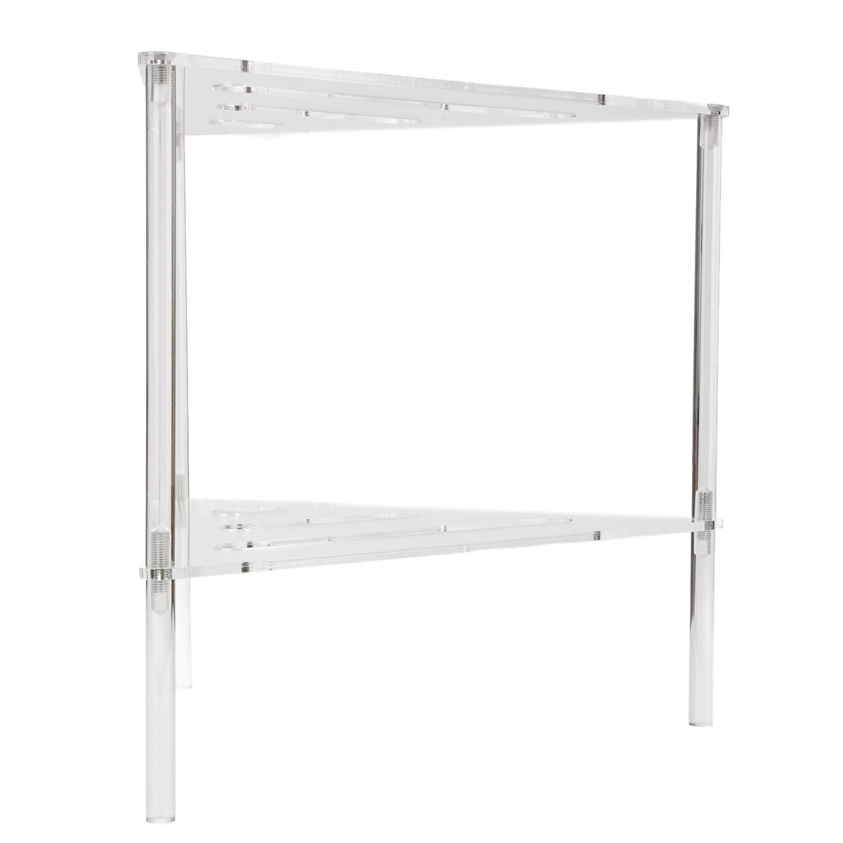 Acrylic Corner Shower Caddy 2 Tier Floor Standing Hollowed Corner Shelf Organizer for Bathroom Bedroom Kitchen
