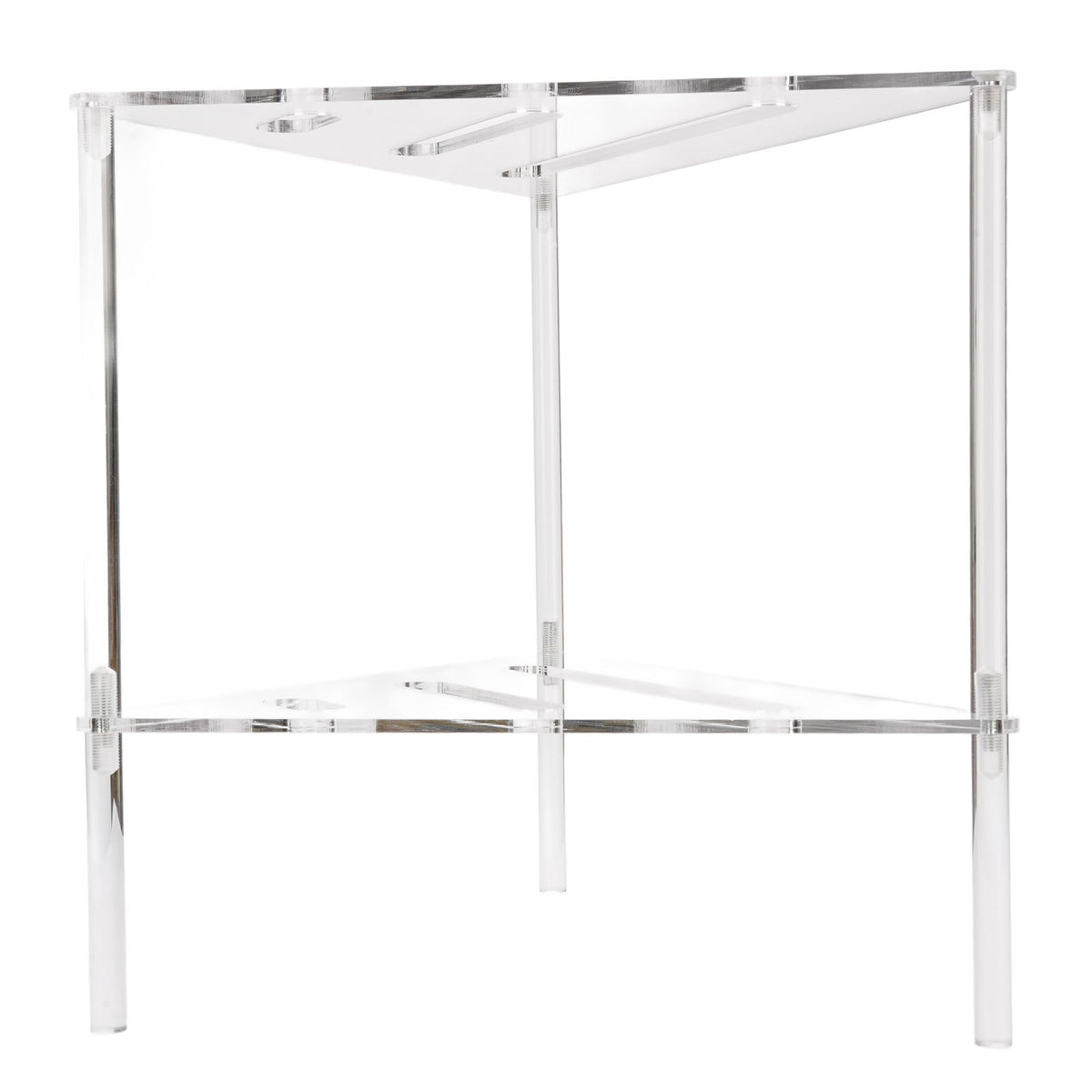 Acrylic Corner Shower Caddy 2 Tier Floor Standing Hollowed Corner Shelf Organizer for Bathroom Bedroom Kitchen