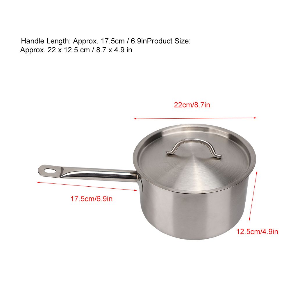Stainless Steel Composite Bottom Cooking Pot Single Handle Saucepan with Lid Kitchen Cookware