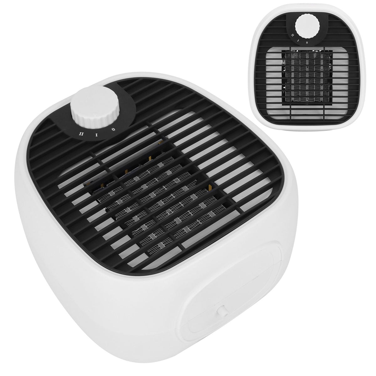 1000W Mini Desktop Electric Heater Warm Air Blower with 2 Level Adjustment for Home Office WhiteUS 110V