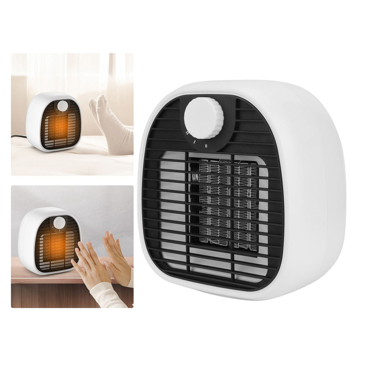 1000W Mini Desktop Electric Heater Warm Air Blower with 2 Level Adjustment for Home Office WhiteUS 110V