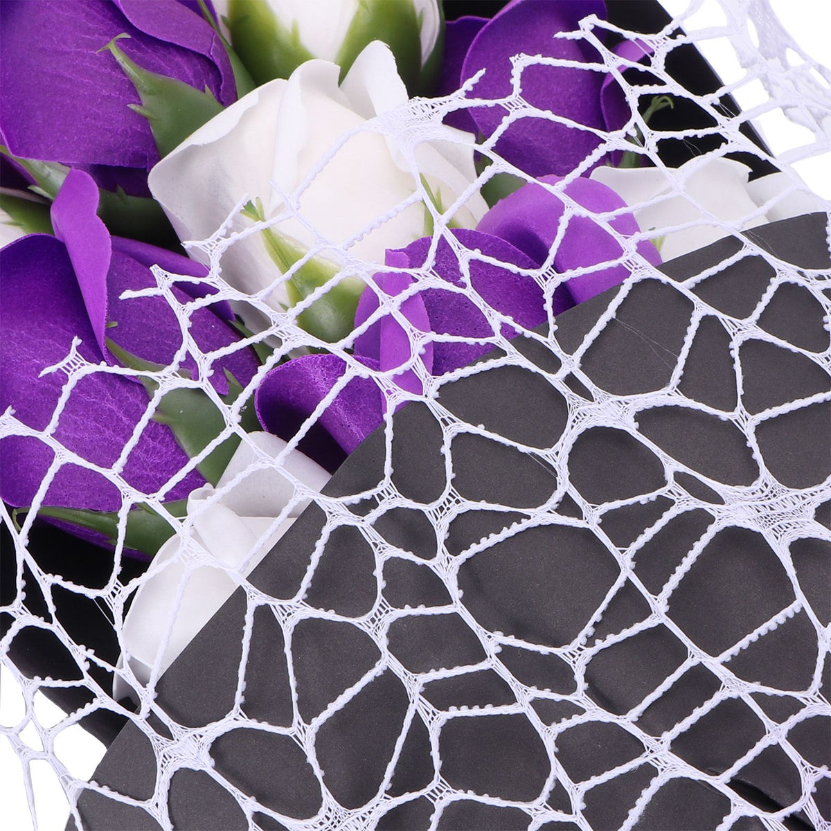Soap Flower Innovative Artificial Rose Bouquet Gift Wedding Valentine's Day Festive Gift(Purple and White Box )
