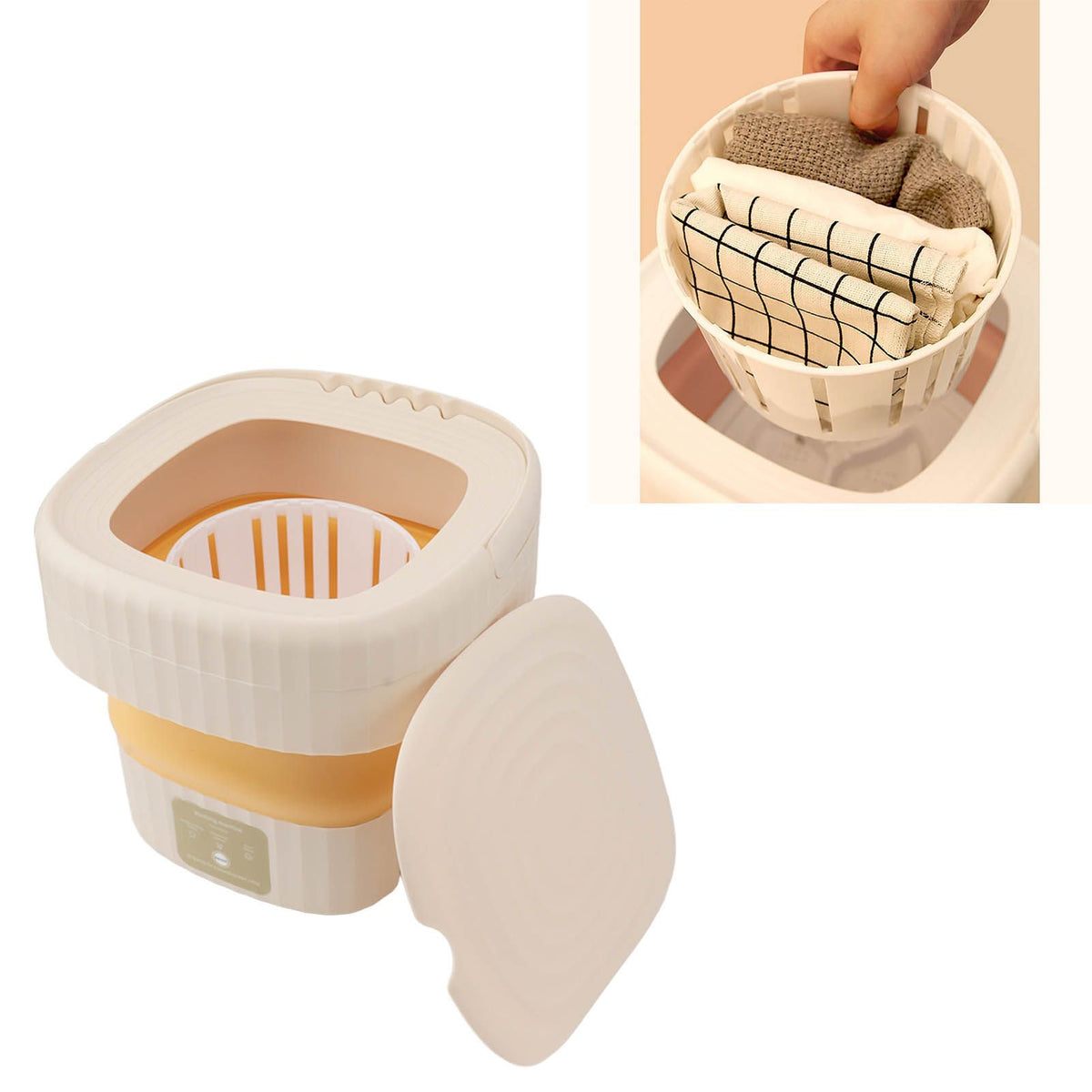 6L Small Washer Yellow Mini Washing Machine Foldable Portable Large Capacity Basket High Speed Motor Washing Machine for Underwear