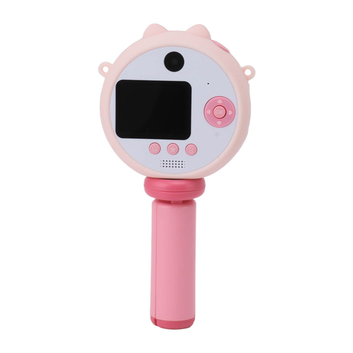 Lollipop Kids Selfie Camera With Stand 48MP 2.0in HD Children Digital Video Camera Game Music Toy for 3‑12 Years Old Boys Girls Pink