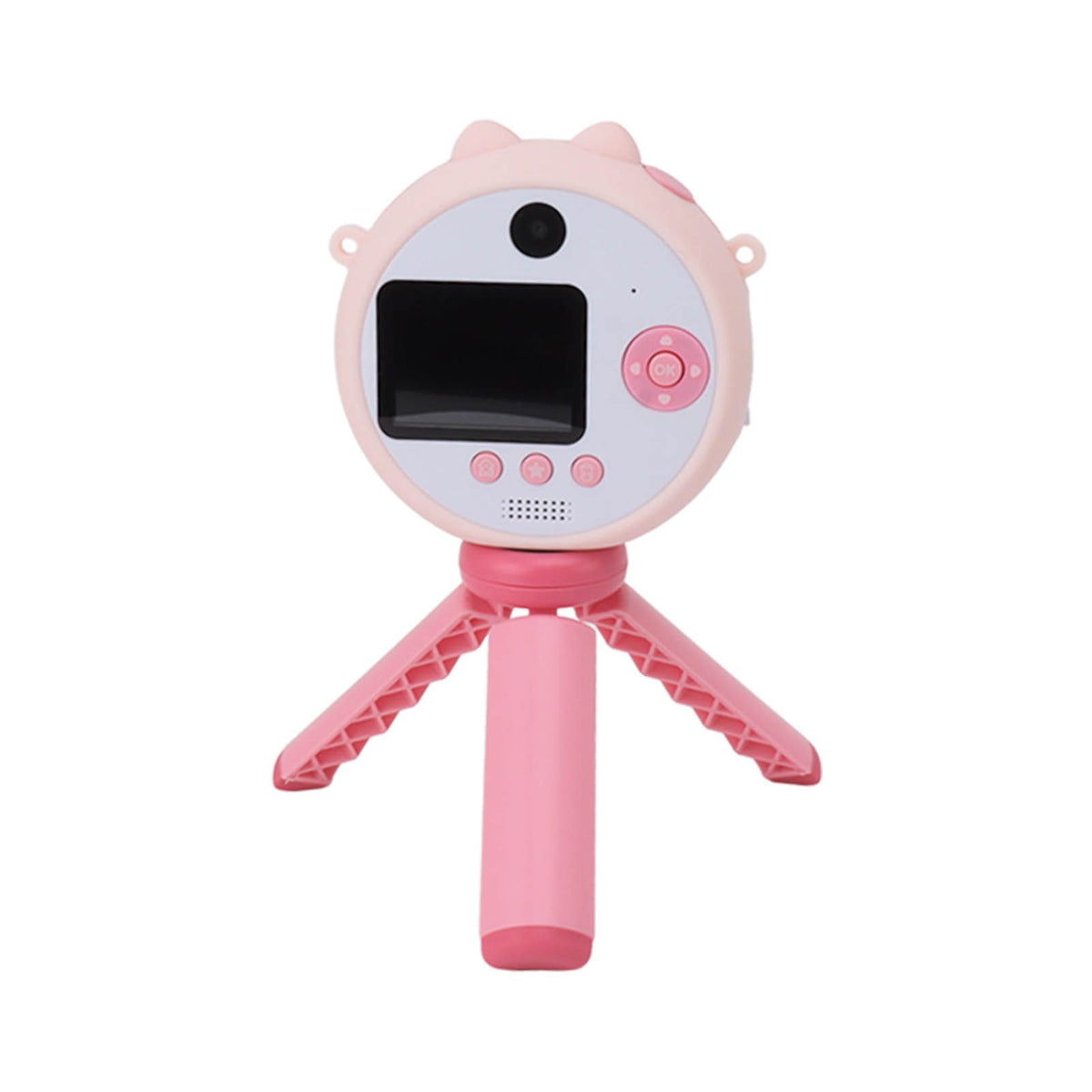 Lollipop Kids Selfie Camera With Stand 48MP 2.0in HD Children Digital Video Camera Game Music Toy for 3‑12 Years Old Boys Girls Pink