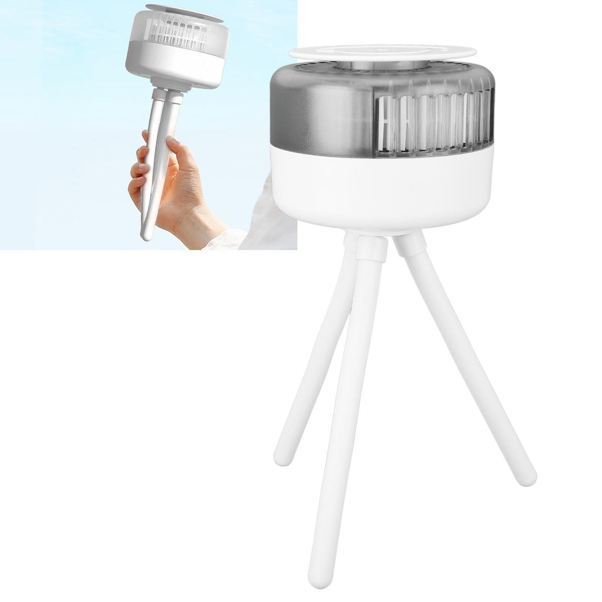 White USB Charging Summer Fan 360 Degree Rotating Mini Clip Fan with Bendable Tripod Suitable for Stroller Crib