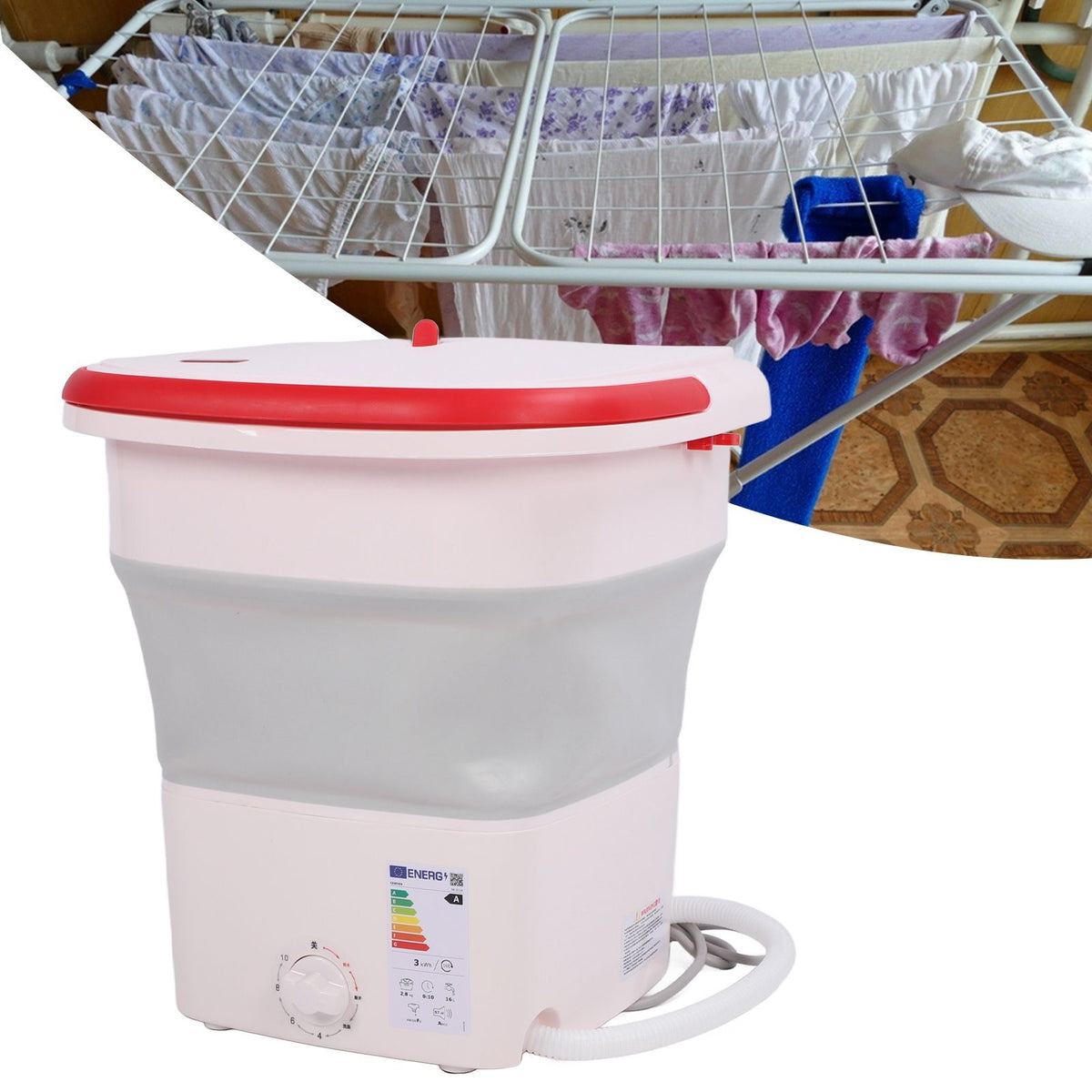 16L Folding Washing Machine Mini Portable Collapsible Underwear Bucket Washer for Household Dormitory Travel