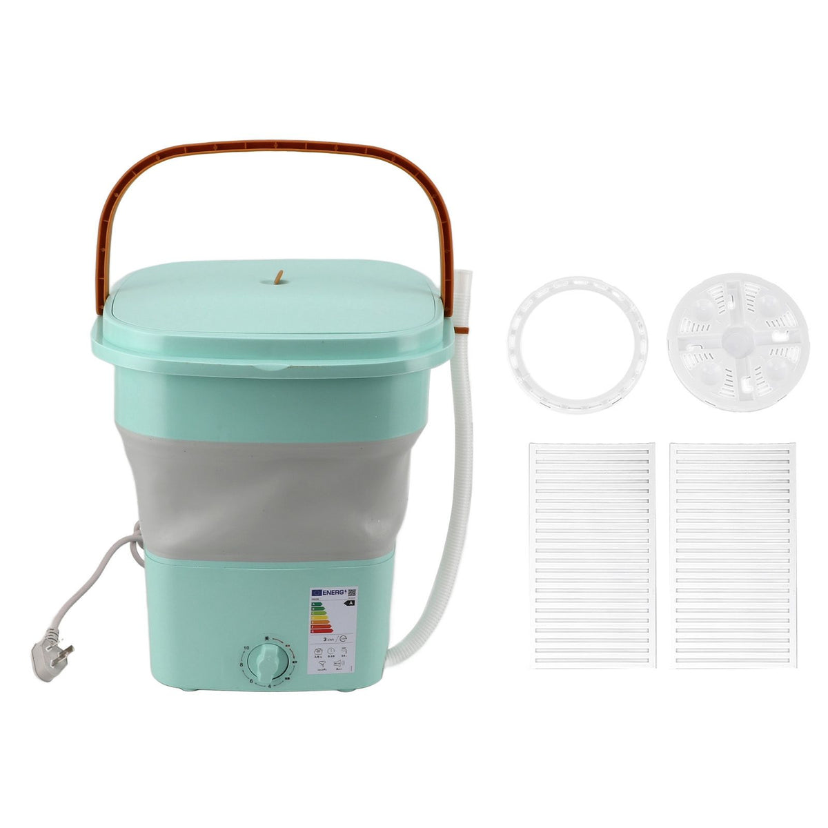 16L Portable Washing Machine with Soft Spin Function Drain Pipe 65W Fully Automatic Portable Washer for Underwear Baby Clothes