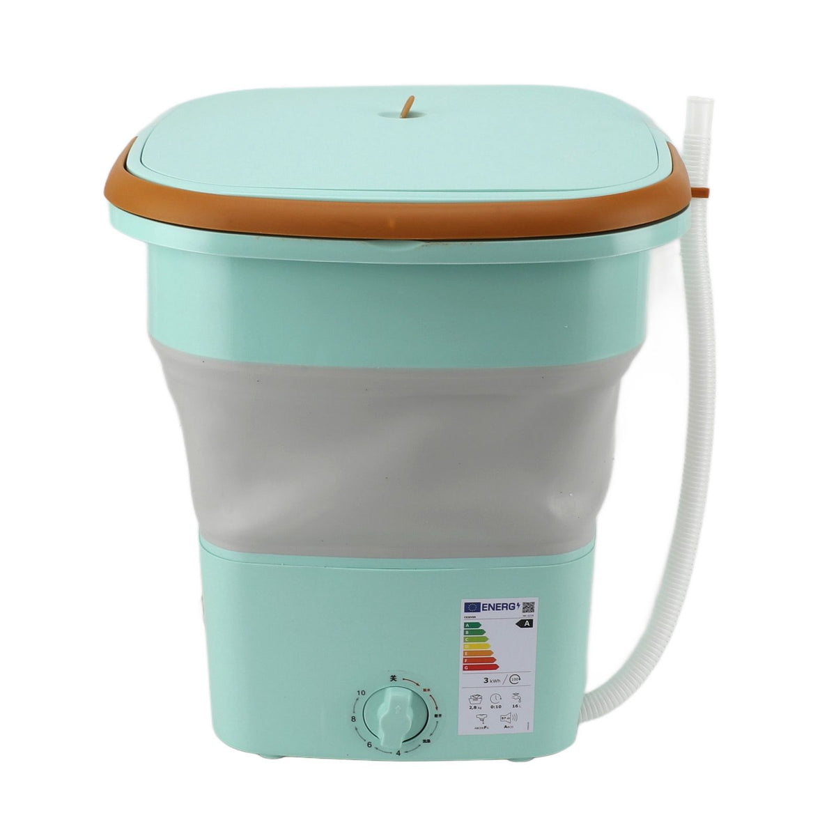 16L Portable Washing Machine with Soft Spin Function Drain Pipe 65W Fully Automatic Portable Washer for Underwear Baby Clothes