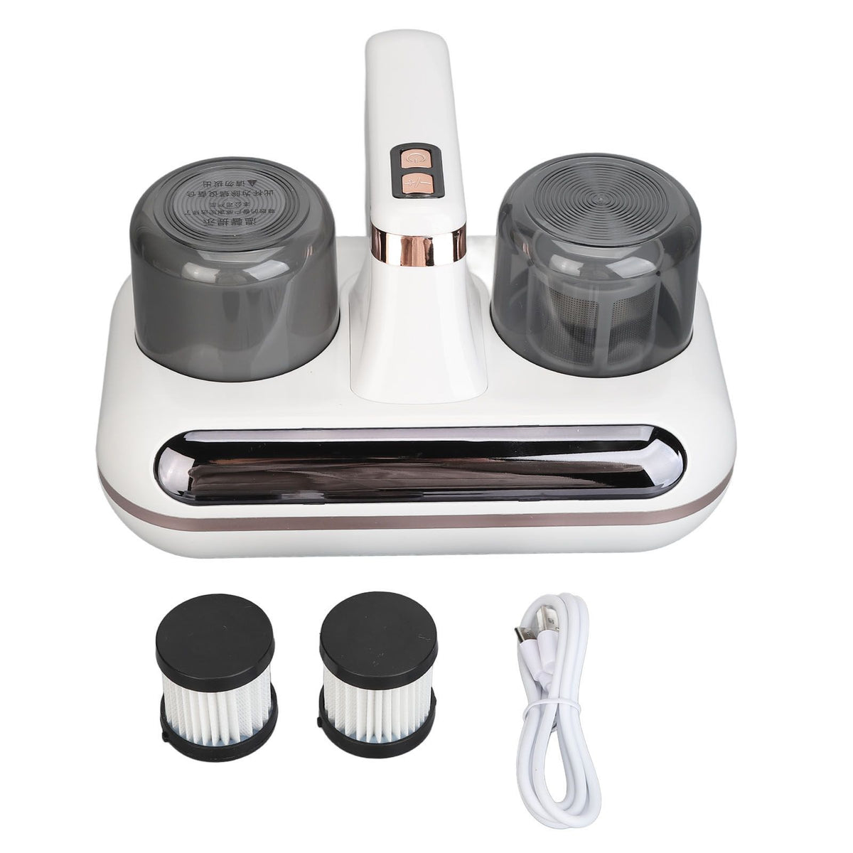 Bed Vacuum Cleaner UV Cordless Strong Suction Handheld Mite Remover Mattress Cleaner with Humidity Display for Pillows Sheets Sofa Plush Toys White