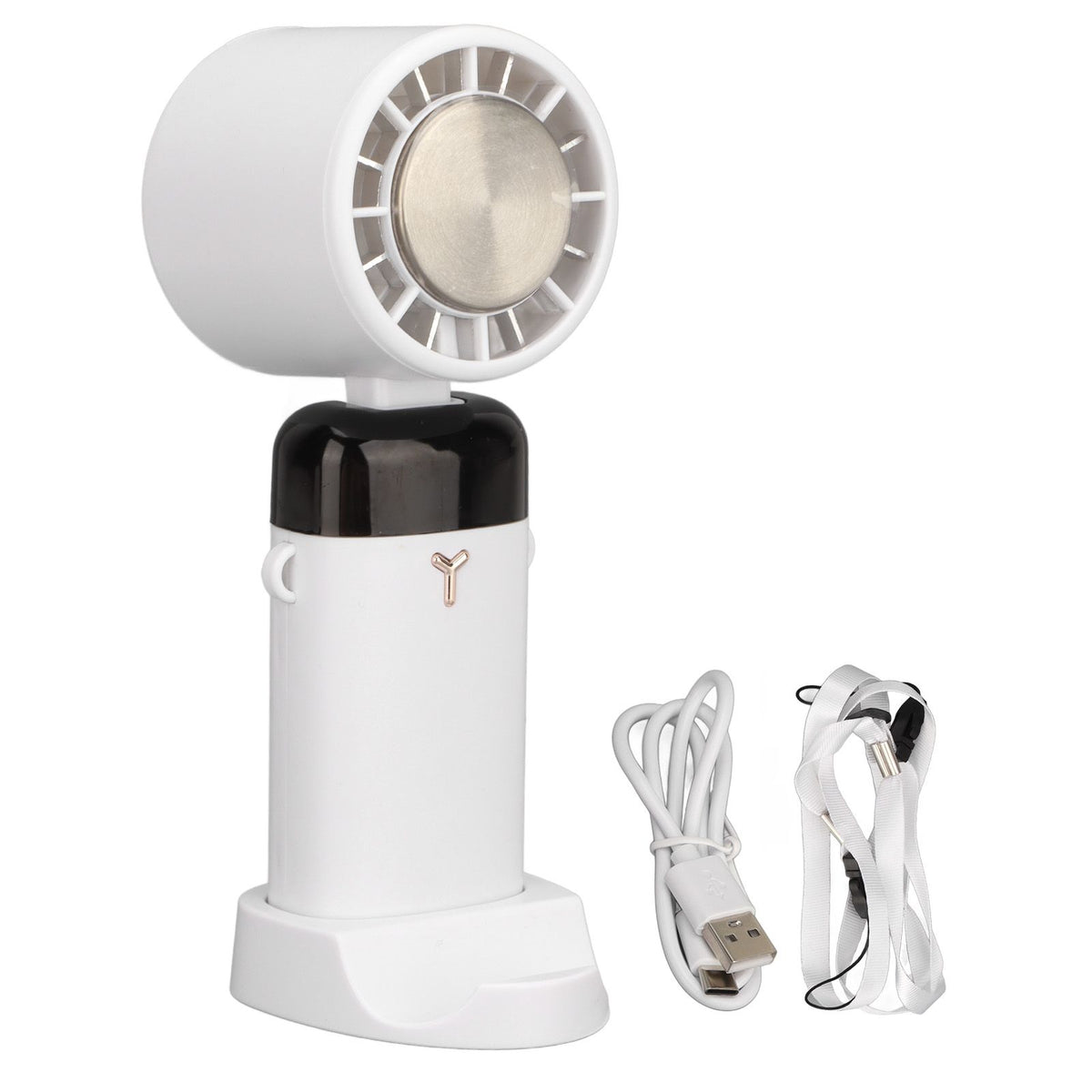 Handheld Fan Quiet Foldable Brushless Motor Digital Display 3600mah 3 Speed Cooling Fan for Outdoor Home White