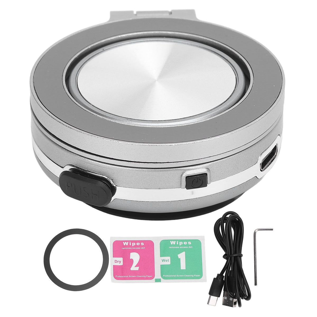 Magnet Phone Holder Vacuum Suction 360 Deg Rotation Portable for Dash Board Wall Desk Live Streaming Silver