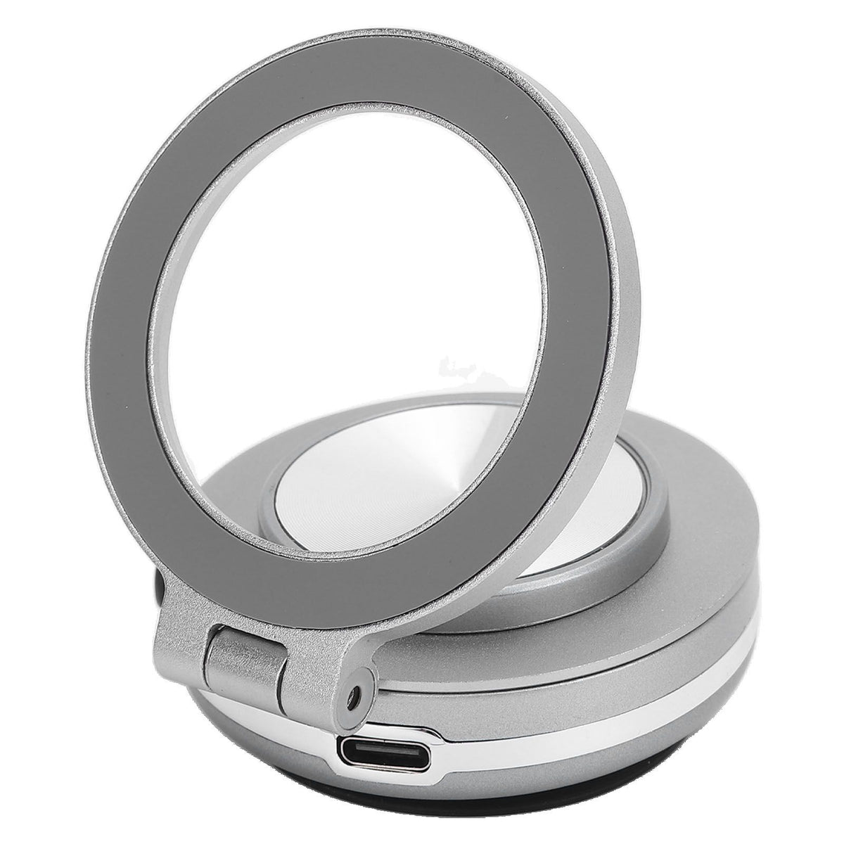 Magnet Phone Holder Vacuum Suction 360 Deg Rotation Portable for Dash Board Wall Desk Live Streaming Silver