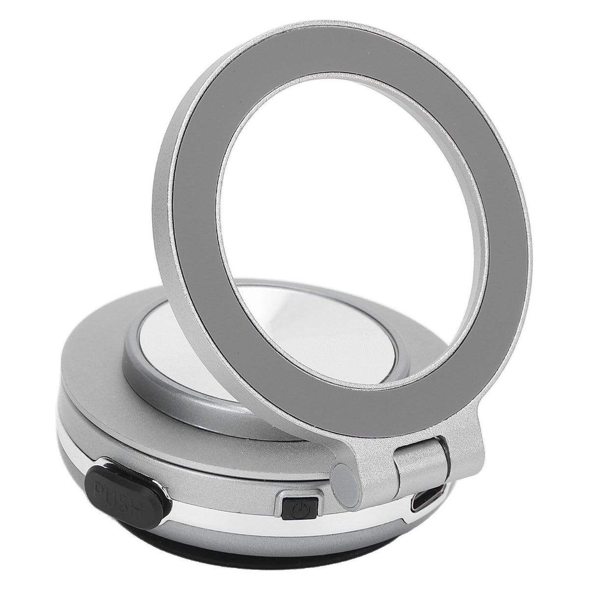 Magnet Phone Holder Vacuum Suction 360 Deg Rotation Portable for Dash Board Wall Desk Live Streaming Silver