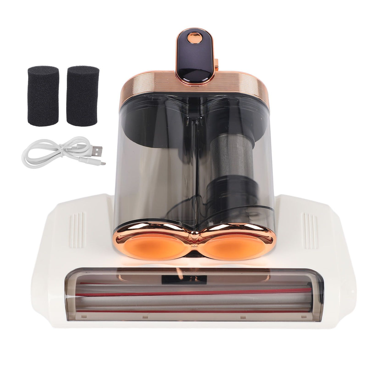 Bed Vacuum Cleaner Cordless Mattress Vacuum with 13000Pa Suction 520ml Large Dustbin Large Suction Port for Bed Sofa Carpet White Gold