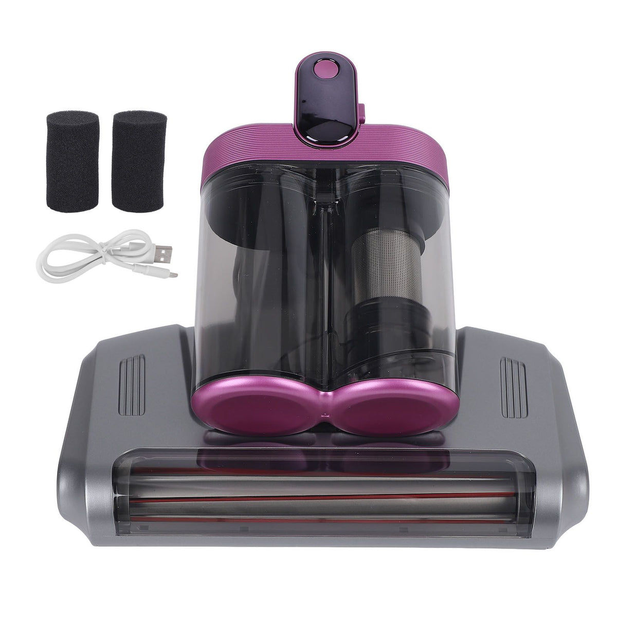 Bed Vacuum Cleaner Cordless Mattress Vacuum with 13000Pa Suction 520ml Large Dustbin Large Suction Port for Bed Sofa Carpet Gray Purple