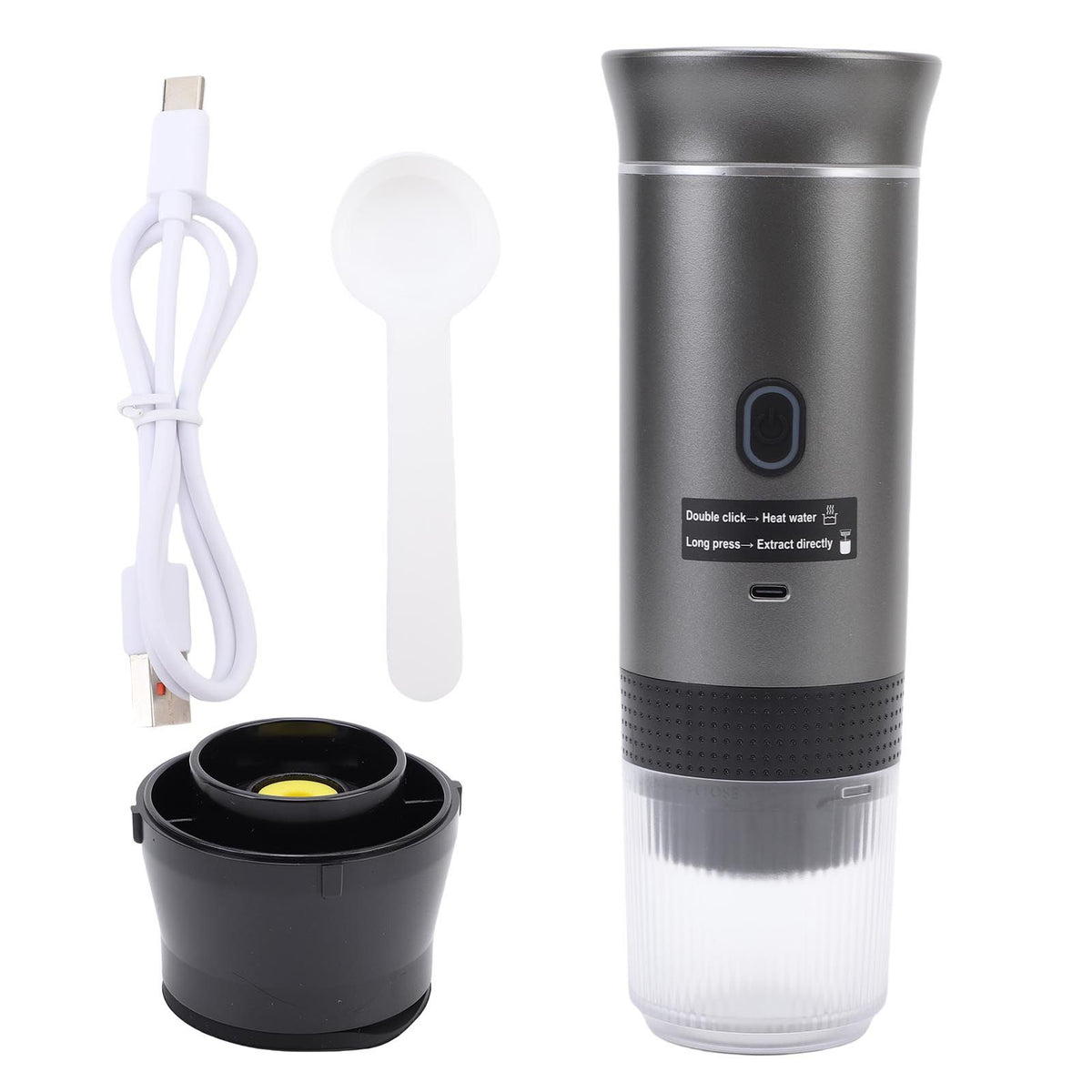 Portable Capsules Coffee Maker 72W 120ML Cup Full Automatic Outdoor Ground Coffee Machine for Home Travel Gray