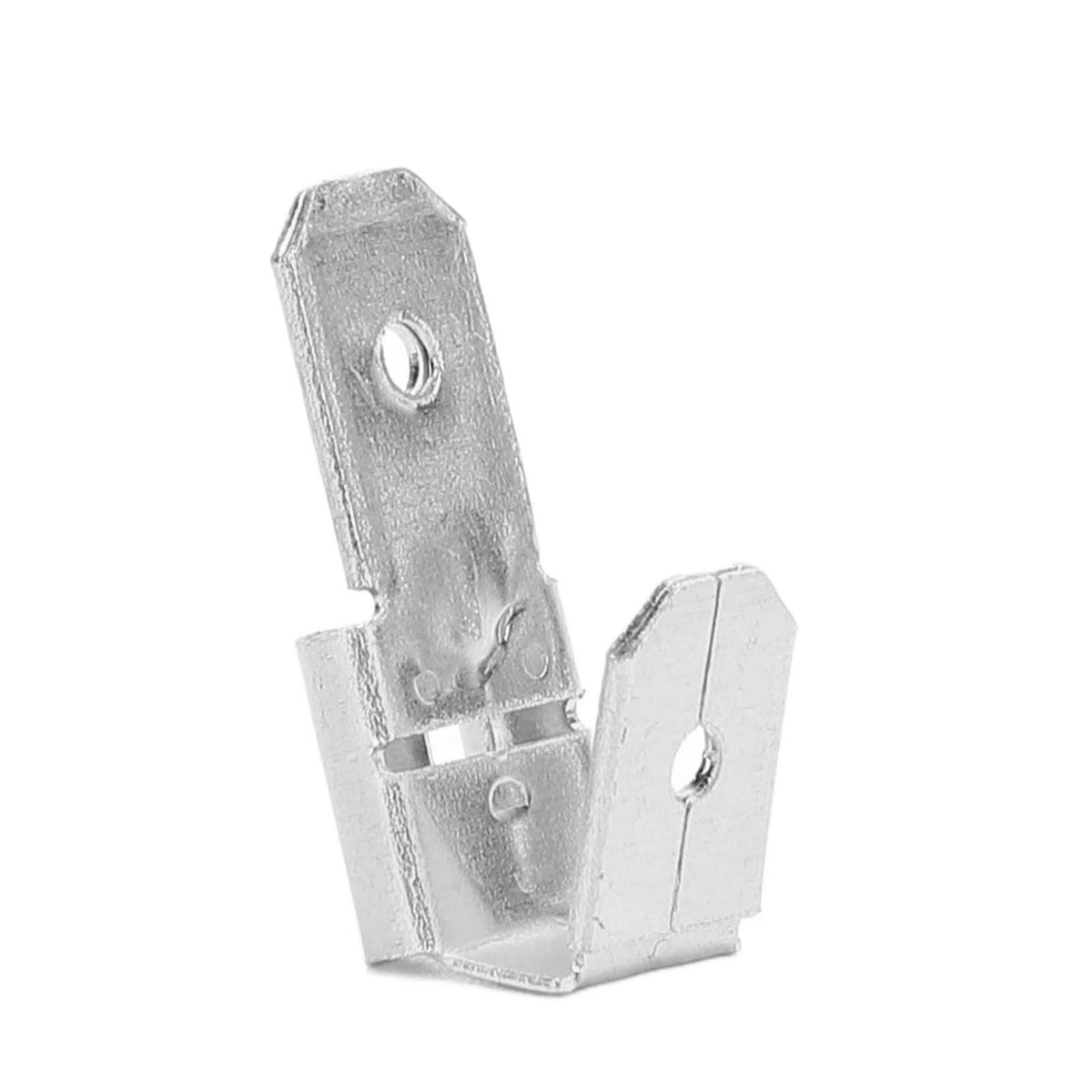 50Pcs Piggyback Spade Connectors Brass 6.35mm Double Headed Plug 3 Way Wire Connector Silver
