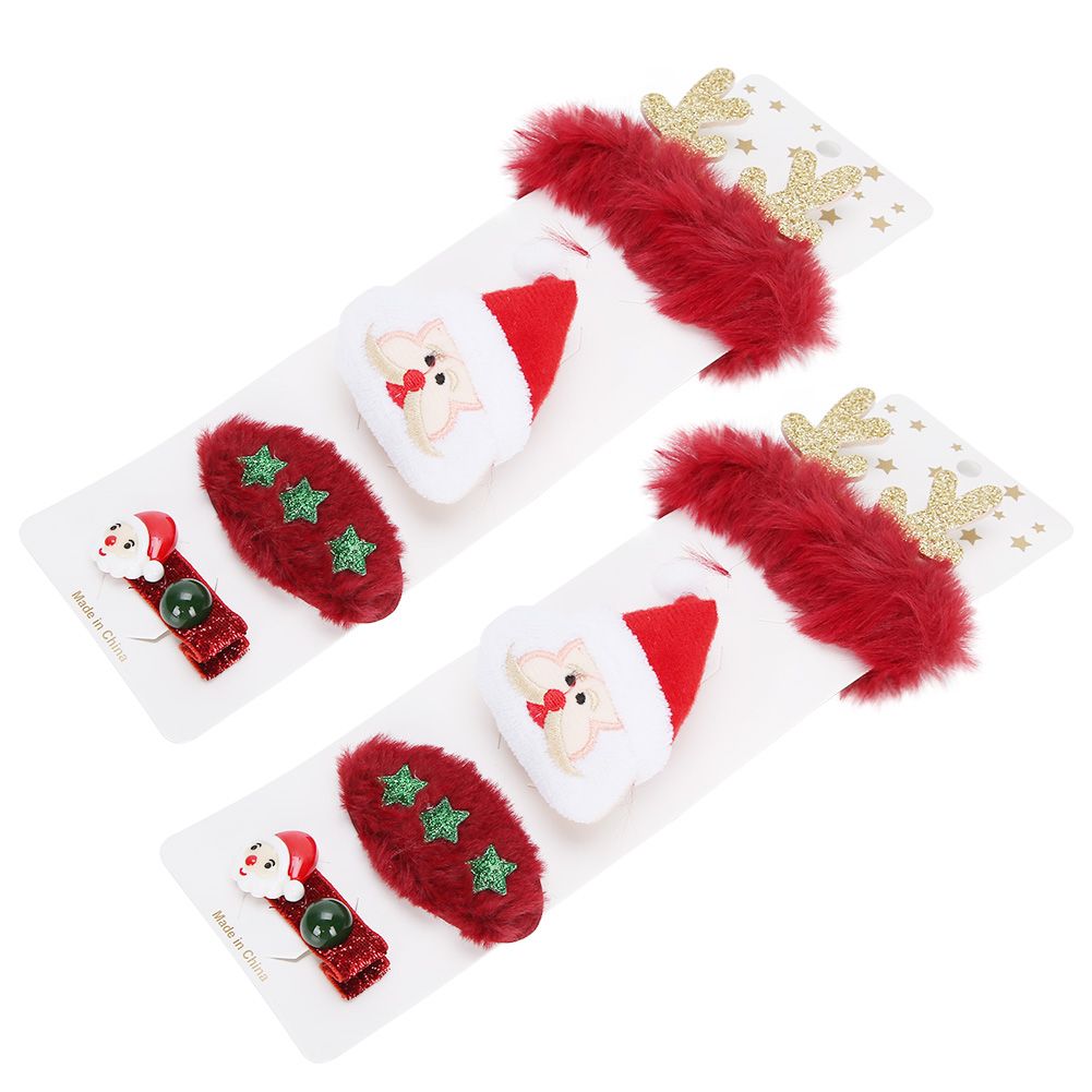 2 Set Cute Hairpin Brooch Hairband Hair Accessories Christmas Gift Decoration for Kid GirlsSanta Claus Type