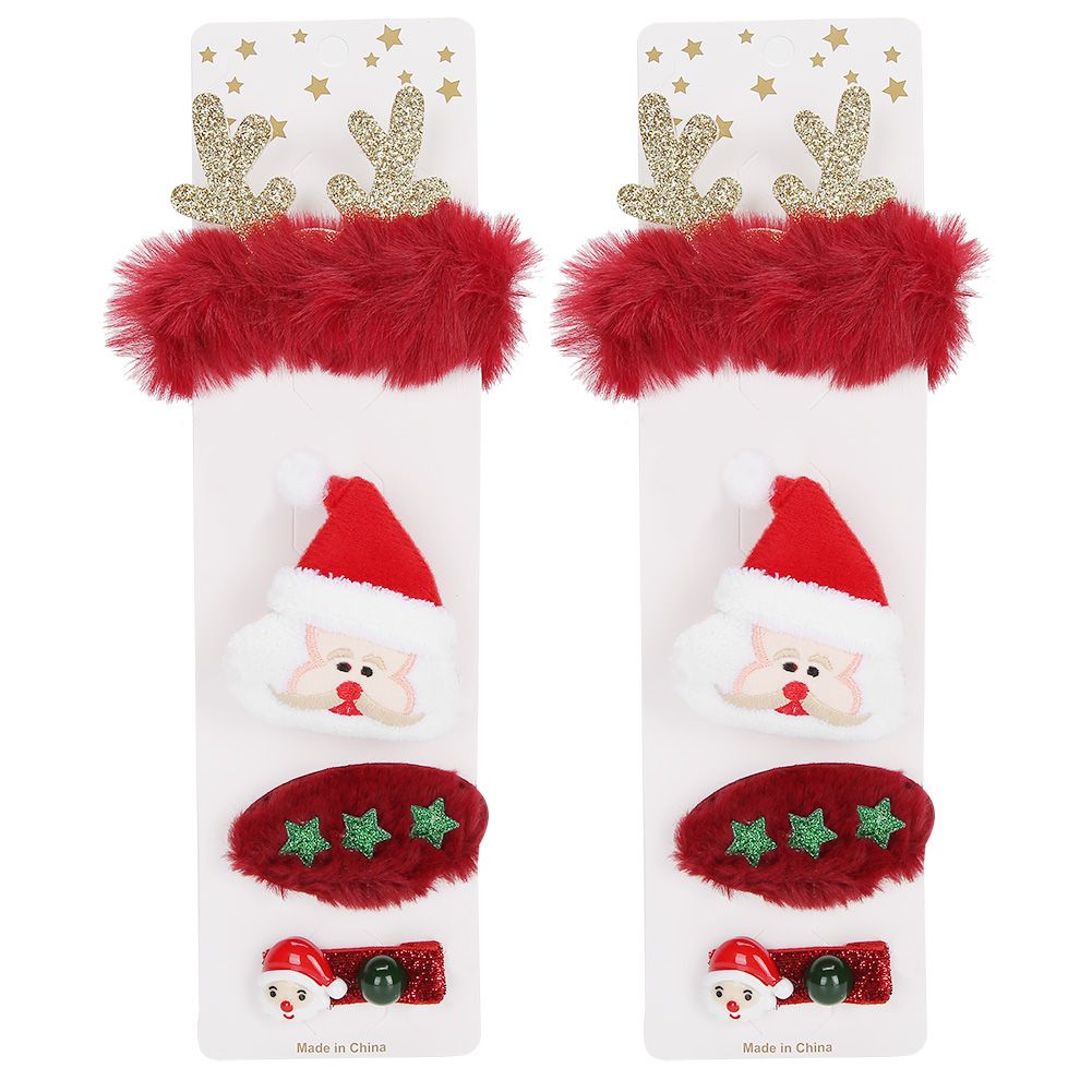 2 Set Cute Hairpin Brooch Hairband Hair Accessories Christmas Gift Decoration for Kid GirlsSanta Claus Type