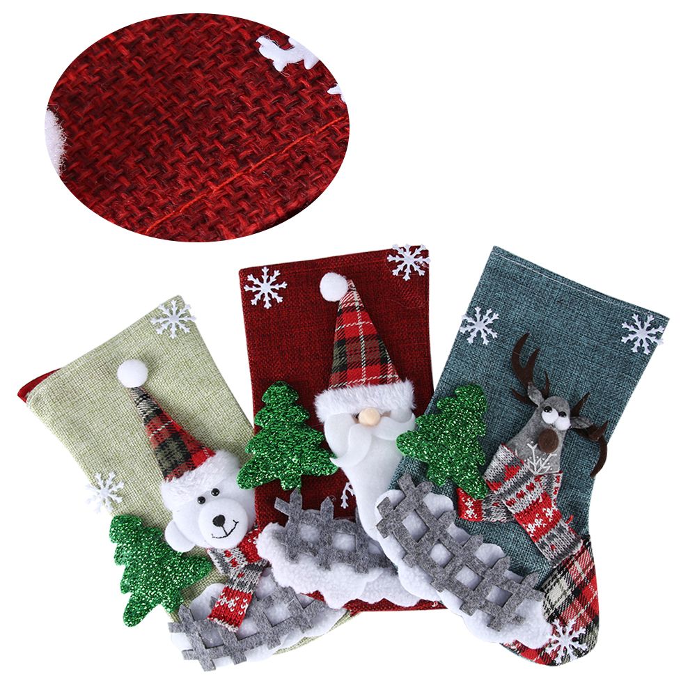 3Pcs/Set Christmas Stockings Sock Gift Bag Hanging Pendant Christmas Tree Decoration