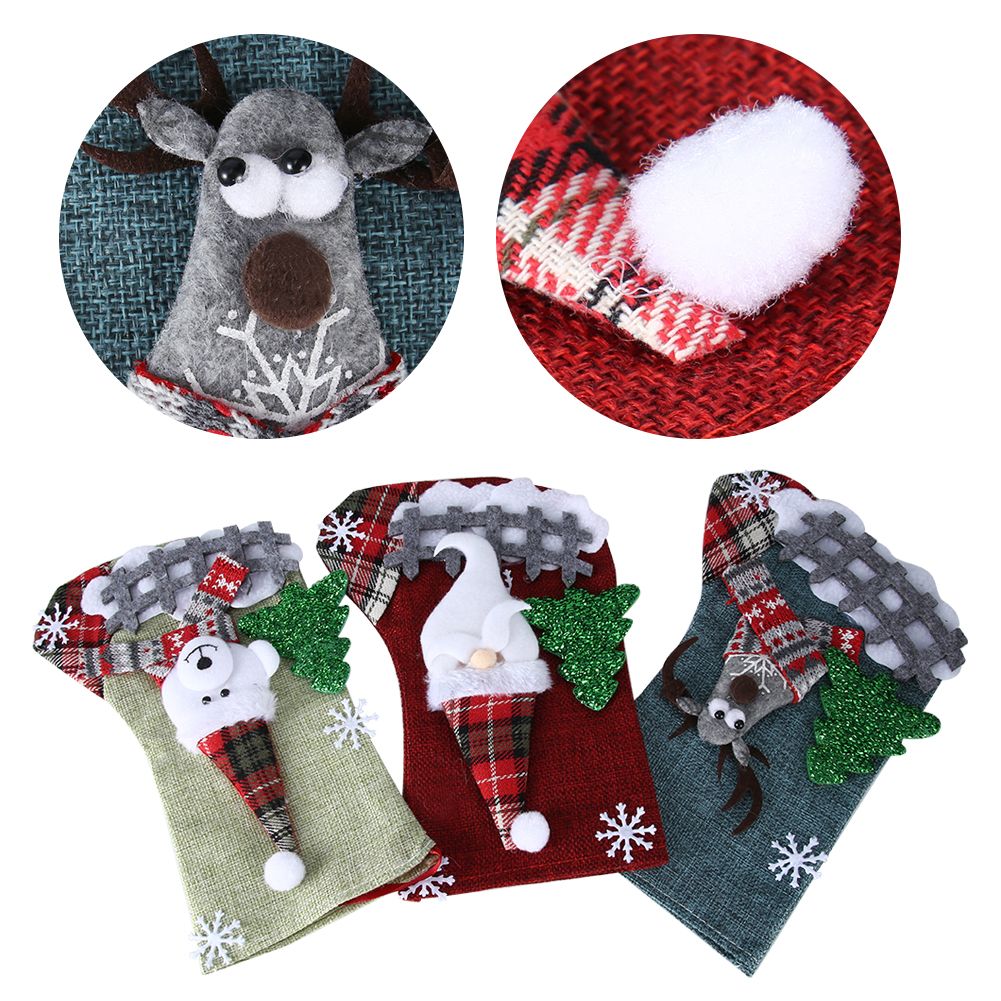 3Pcs/Set Christmas Stockings Sock Gift Bag Hanging Pendant Christmas Tree Decoration