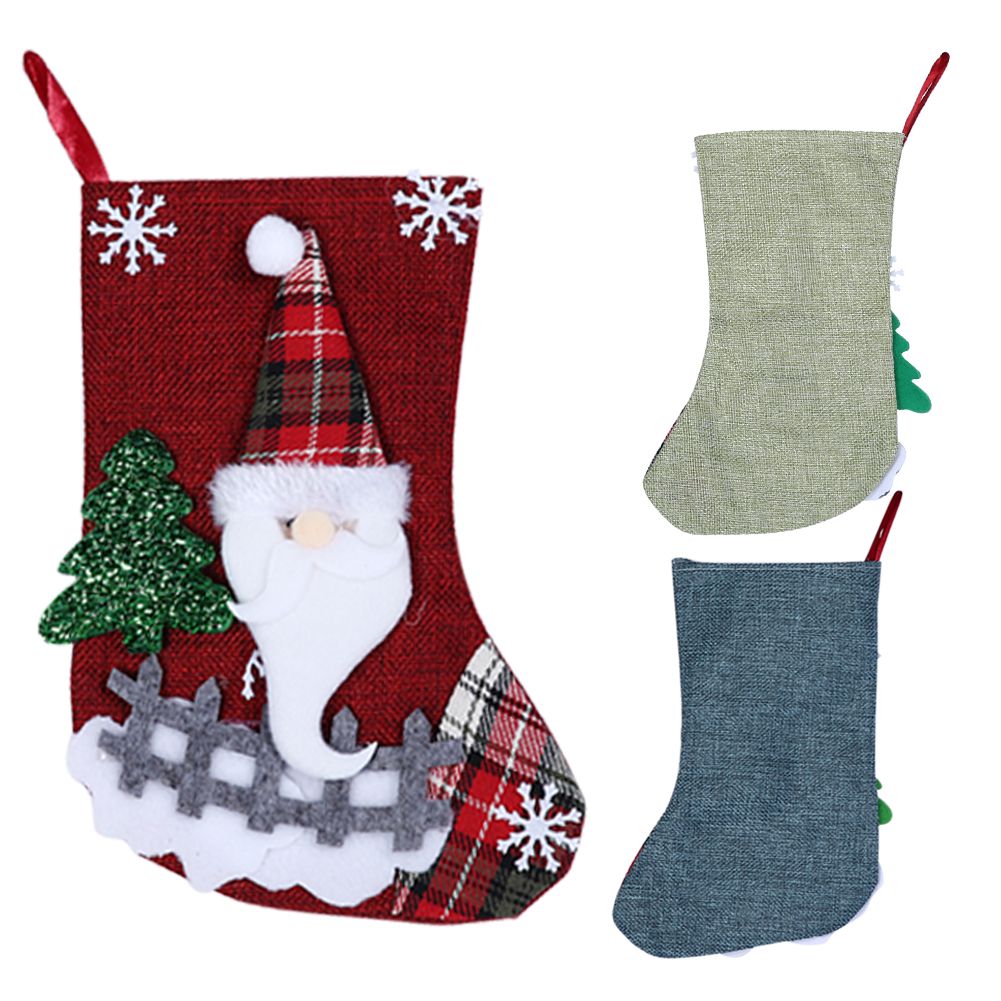 3Pcs/Set Christmas Stockings Sock Gift Bag Hanging Pendant Christmas Tree Decoration