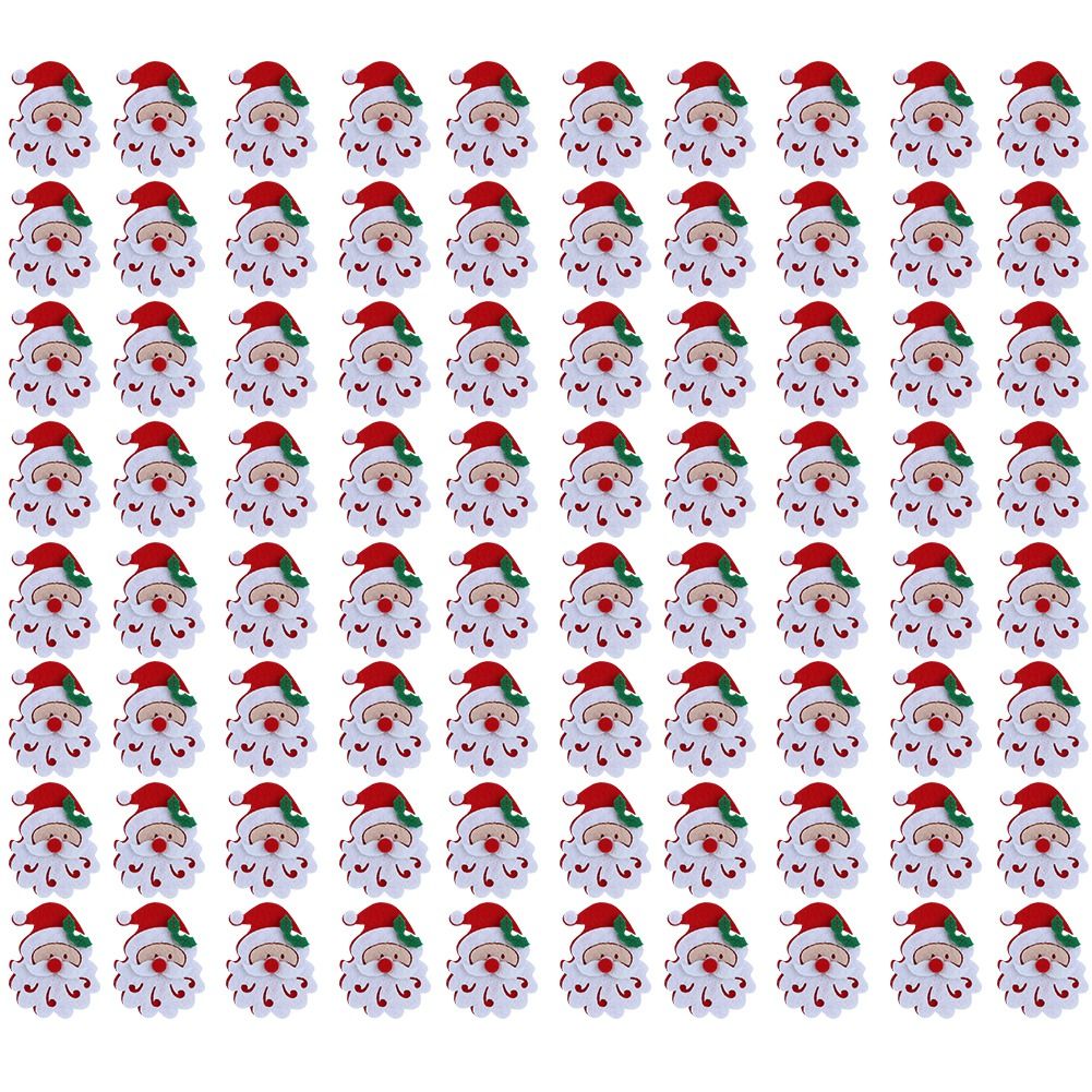 20PCS/Bag Merry Christmas Ornament Cloth Patch DIY Santa Claus Elk Snowflake Pattern Christmas AccessoriesSanta Claus Head