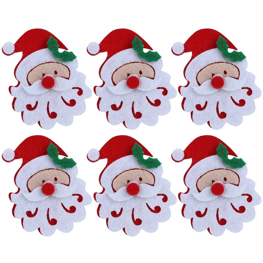 20PCS/Bag Merry Christmas Ornament Cloth Patch DIY Santa Claus Elk Snowflake Pattern Christmas AccessoriesSanta Claus Head