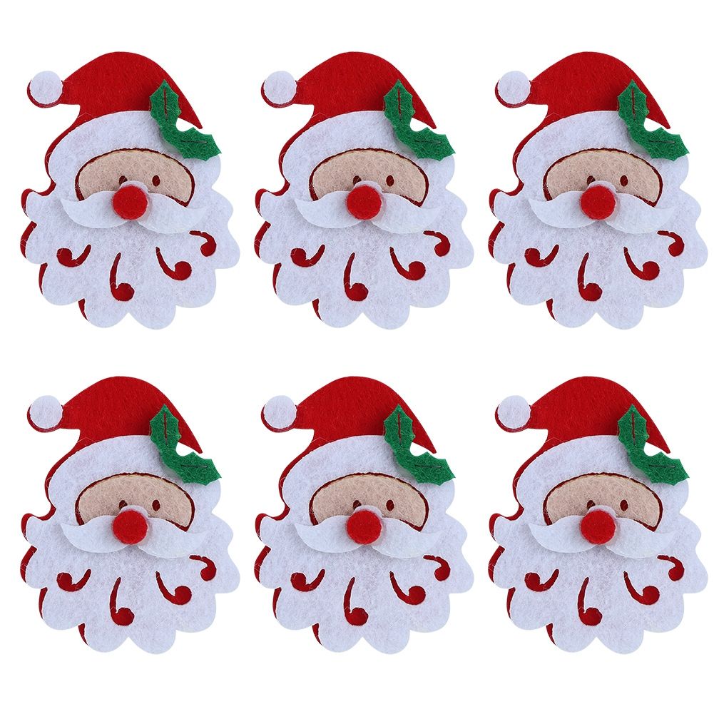 20PCS/Bag Merry Christmas Ornament Cloth Patch DIY Santa Claus Elk Snowflake Pattern Christmas AccessoriesSanta Claus Head
