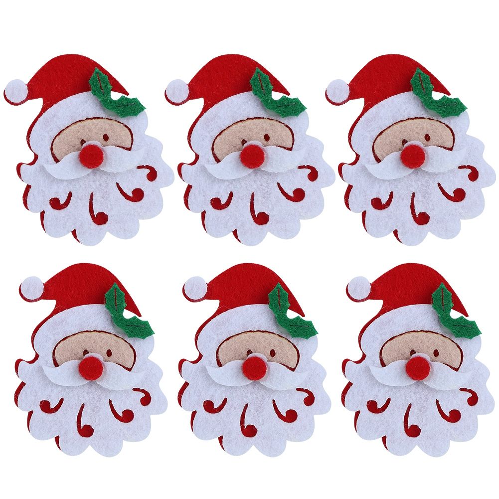 20PCS/Bag Merry Christmas Ornament Cloth Patch DIY Santa Claus Elk Snowflake Pattern Christmas AccessoriesSanta Claus Head