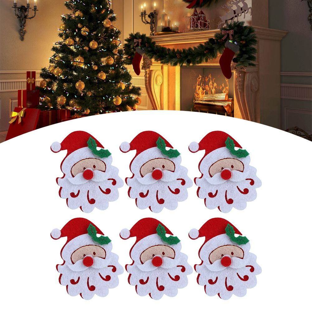 20PCS/Bag Merry Christmas Ornament Cloth Patch DIY Santa Claus Elk Snowflake Pattern Christmas AccessoriesSanta Claus Head