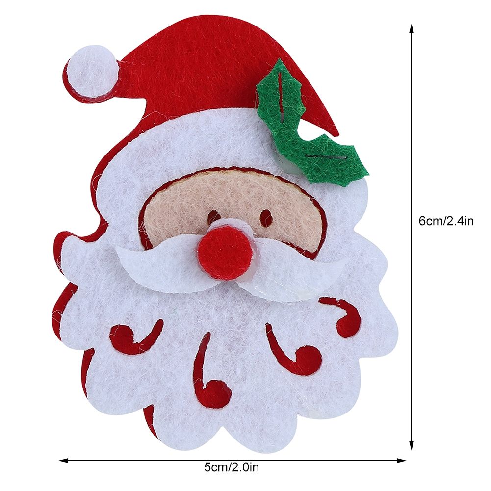 20PCS/Bag Merry Christmas Ornament Cloth Patch DIY Santa Claus Elk Snowflake Pattern Christmas AccessoriesSanta Claus Head