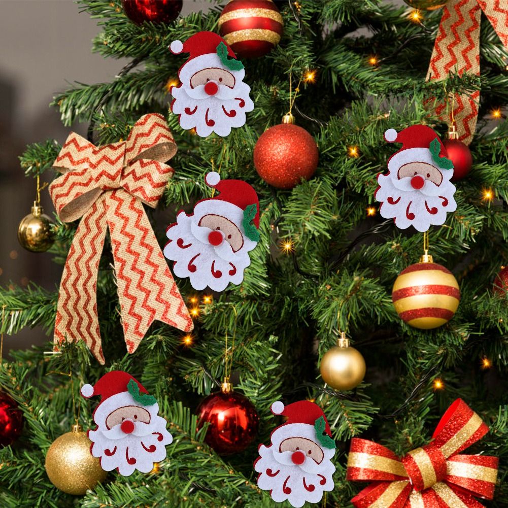 20PCS/Bag Merry Christmas Ornament Cloth Patch DIY Santa Claus Elk Snowflake Pattern Christmas AccessoriesSanta Claus Head