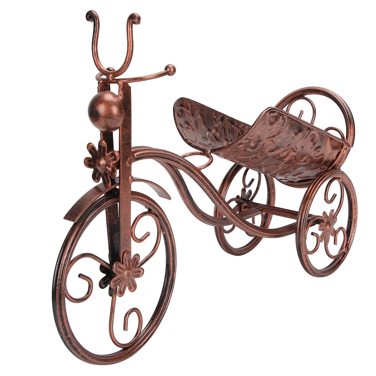 Iron Wine Holder Tricycle Shape Wine Bottle Rack Stand for Bar Counter Home DecorBronze