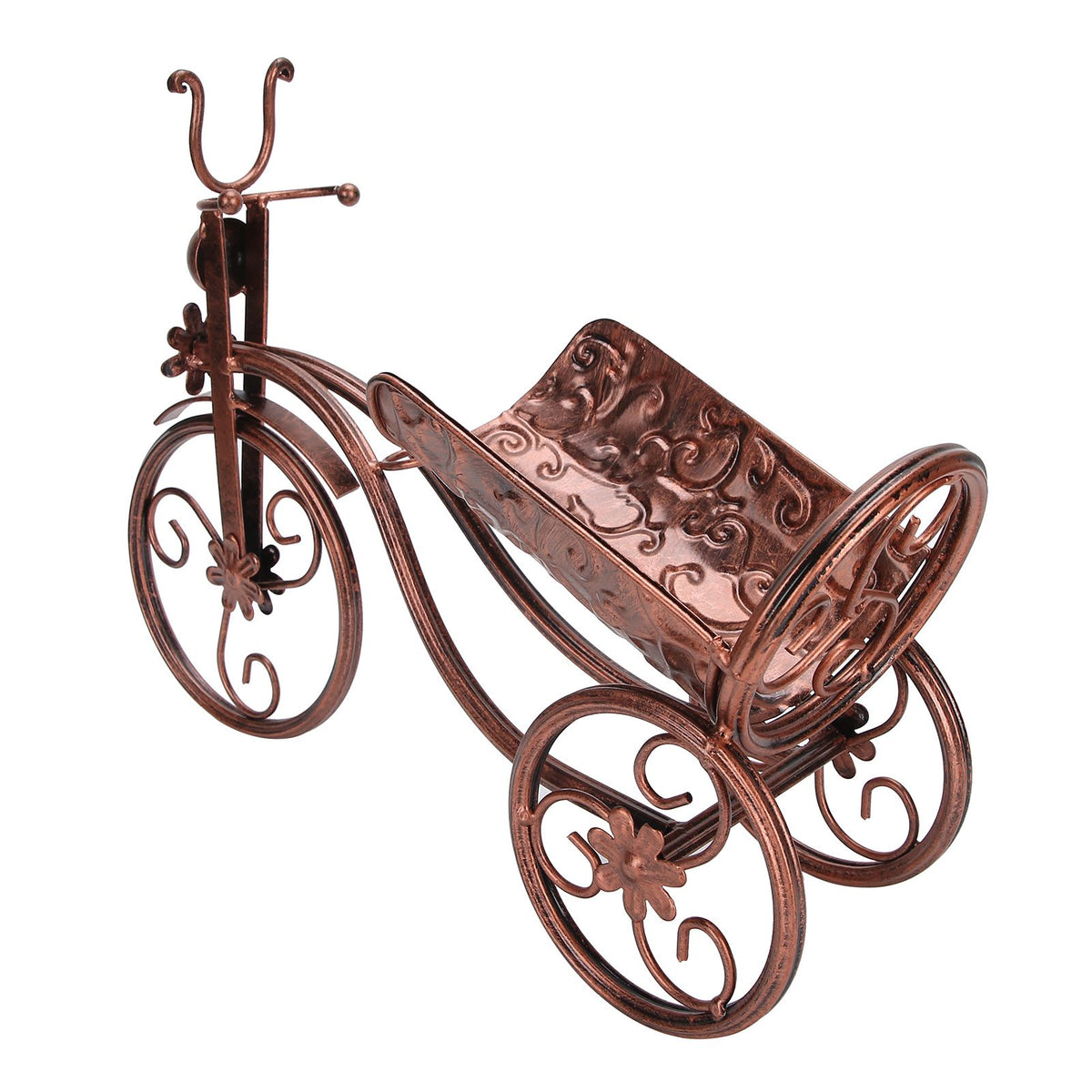 Iron Wine Holder Tricycle Shape Wine Bottle Rack Stand for Bar Counter Home DecorBronze