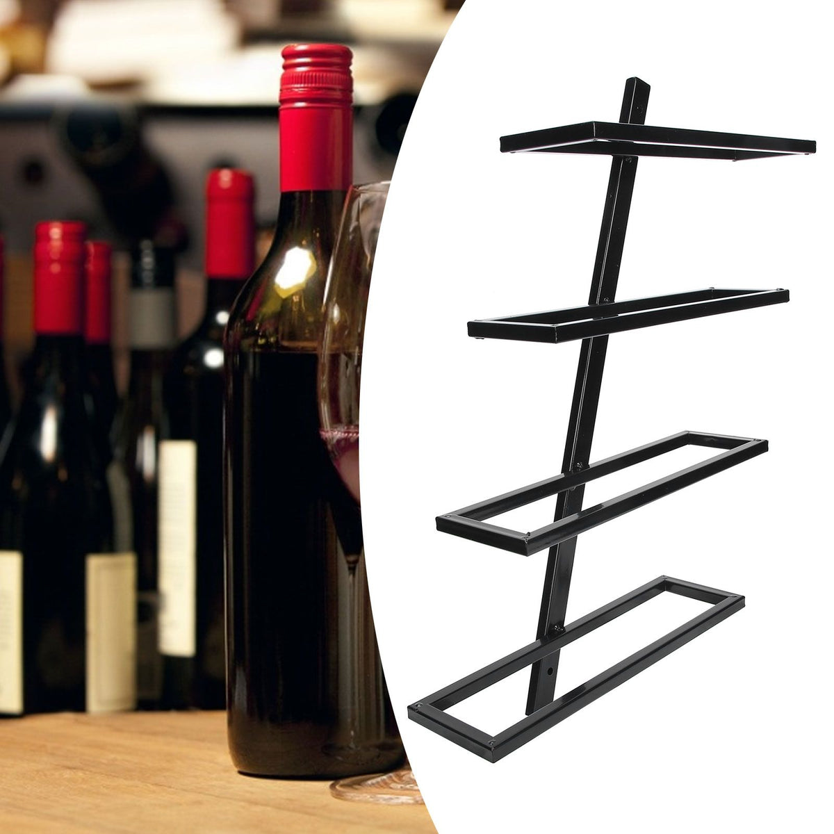 Wall Mounted Red Wine Bottle Holder Rack Storage Shelf for Household Kitchen Bar Decor4 Bottle