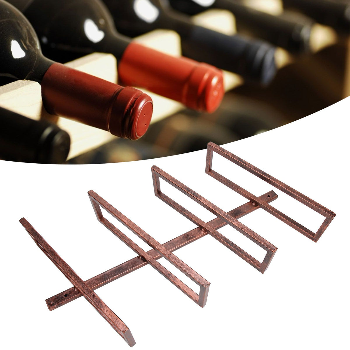 Rustic Wall Mounted Wine Rack Wine Bottle Holder Shelf for Household Dining Room Cabinet4 Bottle