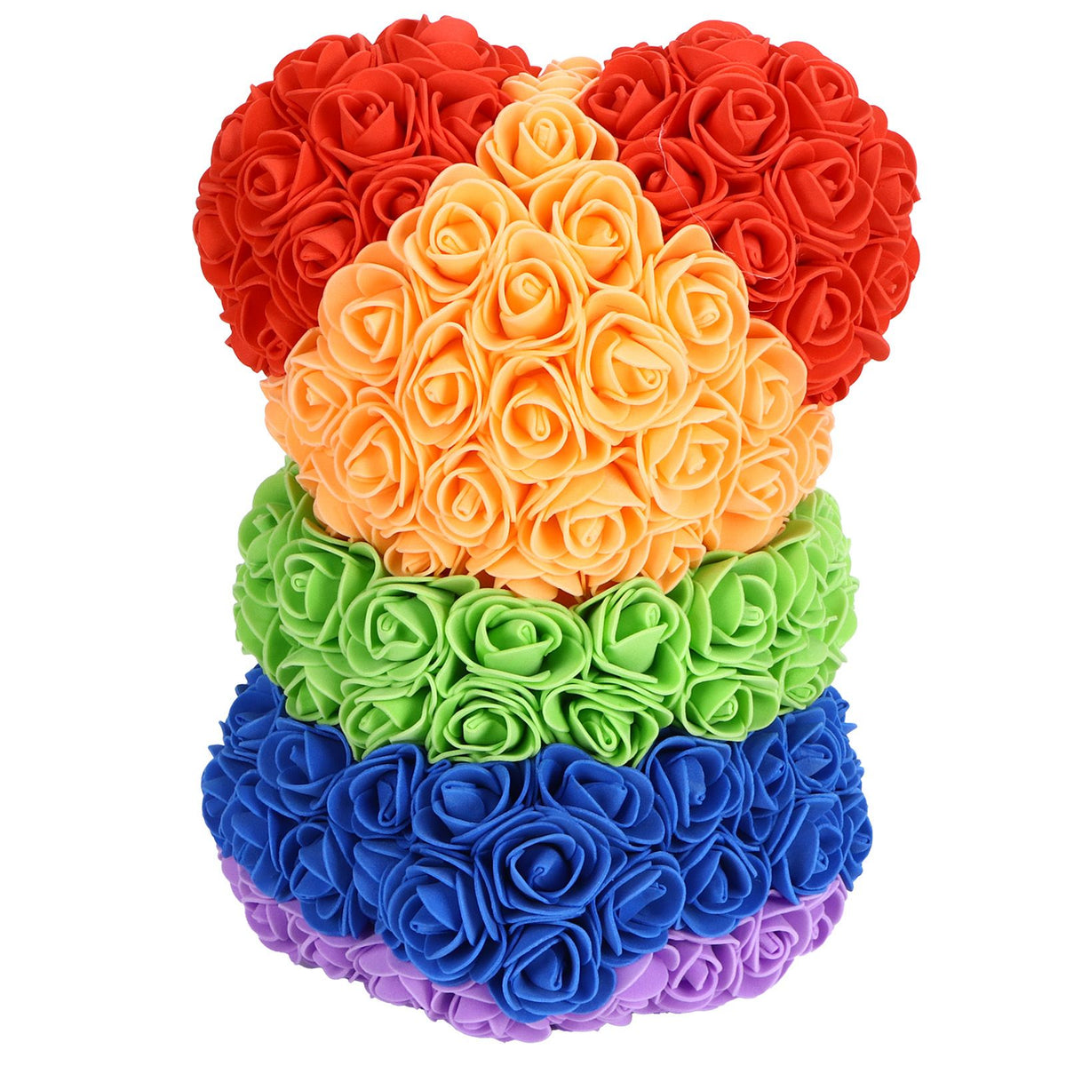 Flower Bear Ornament Colorful Artificial Fake Rose Gift for Valentines Day Anniversary