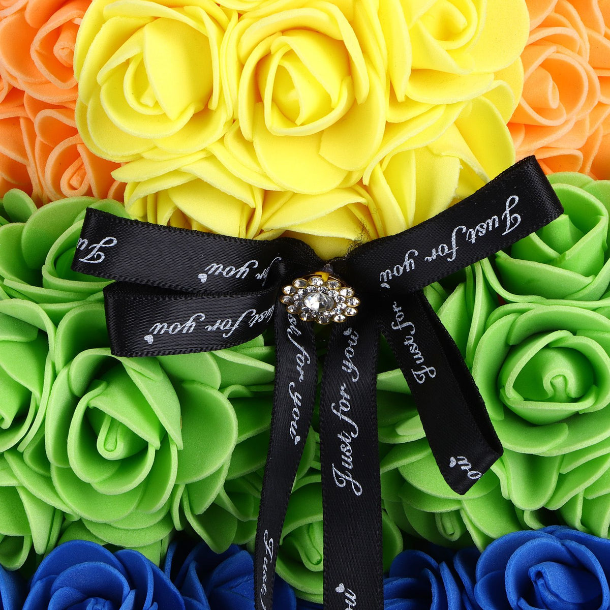 Flower Bear Ornament Colorful Artificial Fake Rose Gift for Valentines Day Anniversary