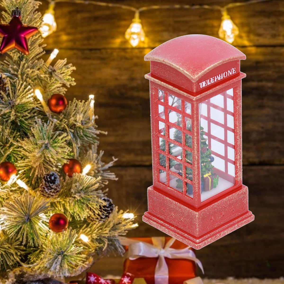 Christmas Decorations Telephone Booth Decoration Night Light Home Decoration Luminous Decoration GiftTree