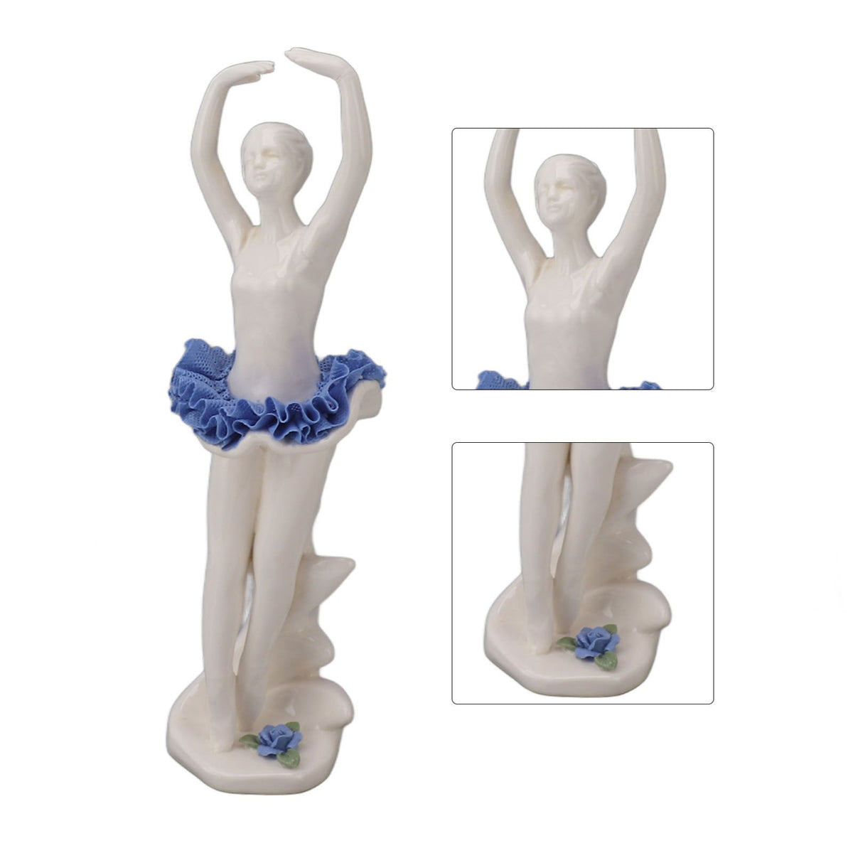Ballerina Girl Figurine Ballet Dancer Statue Ceramic Sculpture Desk Ornament for Home Bookshelf Dinning Table Decoration