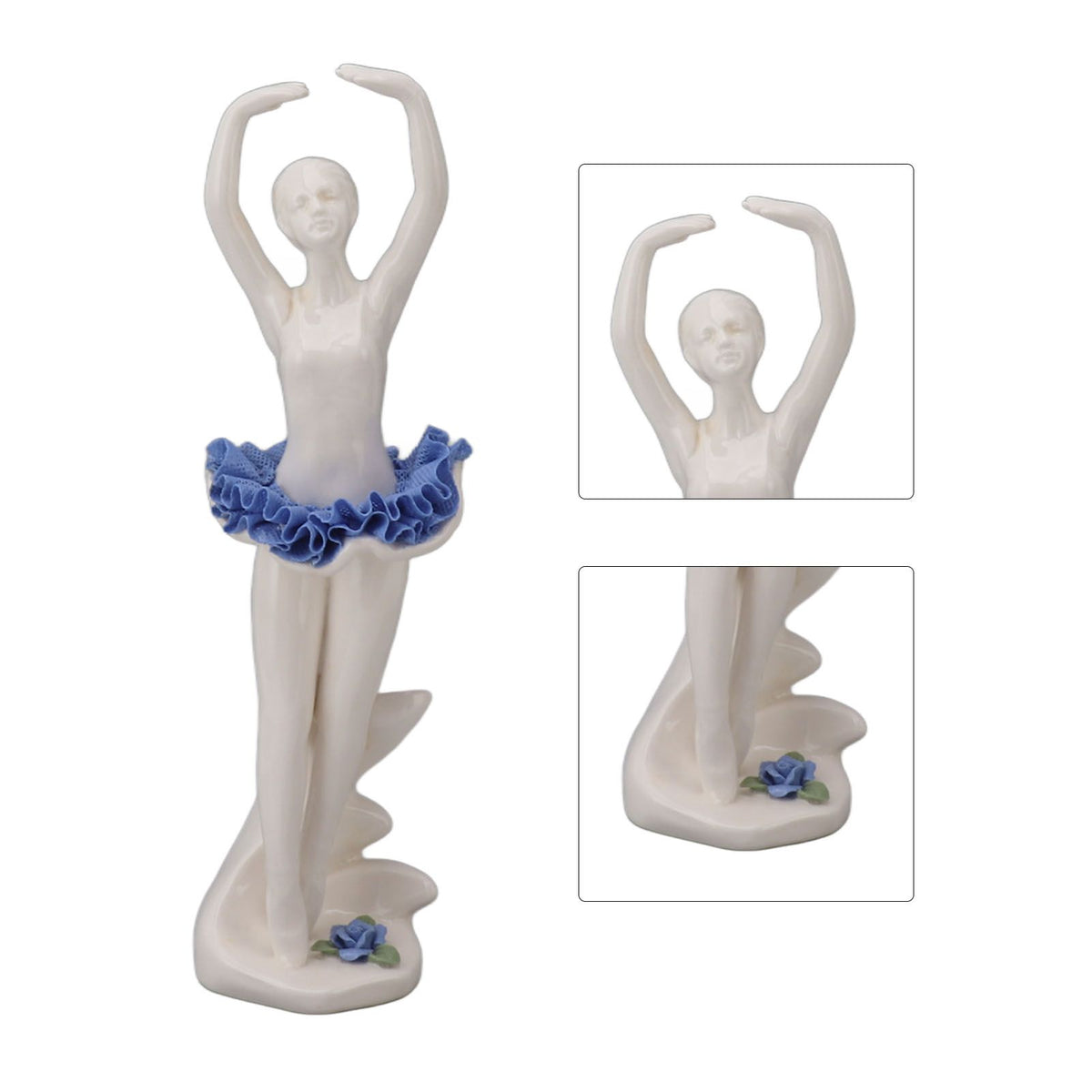 Ballerina Girl Figurine Ballet Dancer Statue Ceramic Sculpture Desk Ornament for Home Bookshelf Dinning Table Decoration