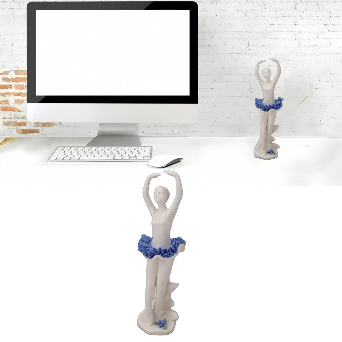 Ballerina Girl Figurine Ballet Dancer Statue Ceramic Sculpture Desk Ornament for Home Bookshelf Dinning Table Decoration
