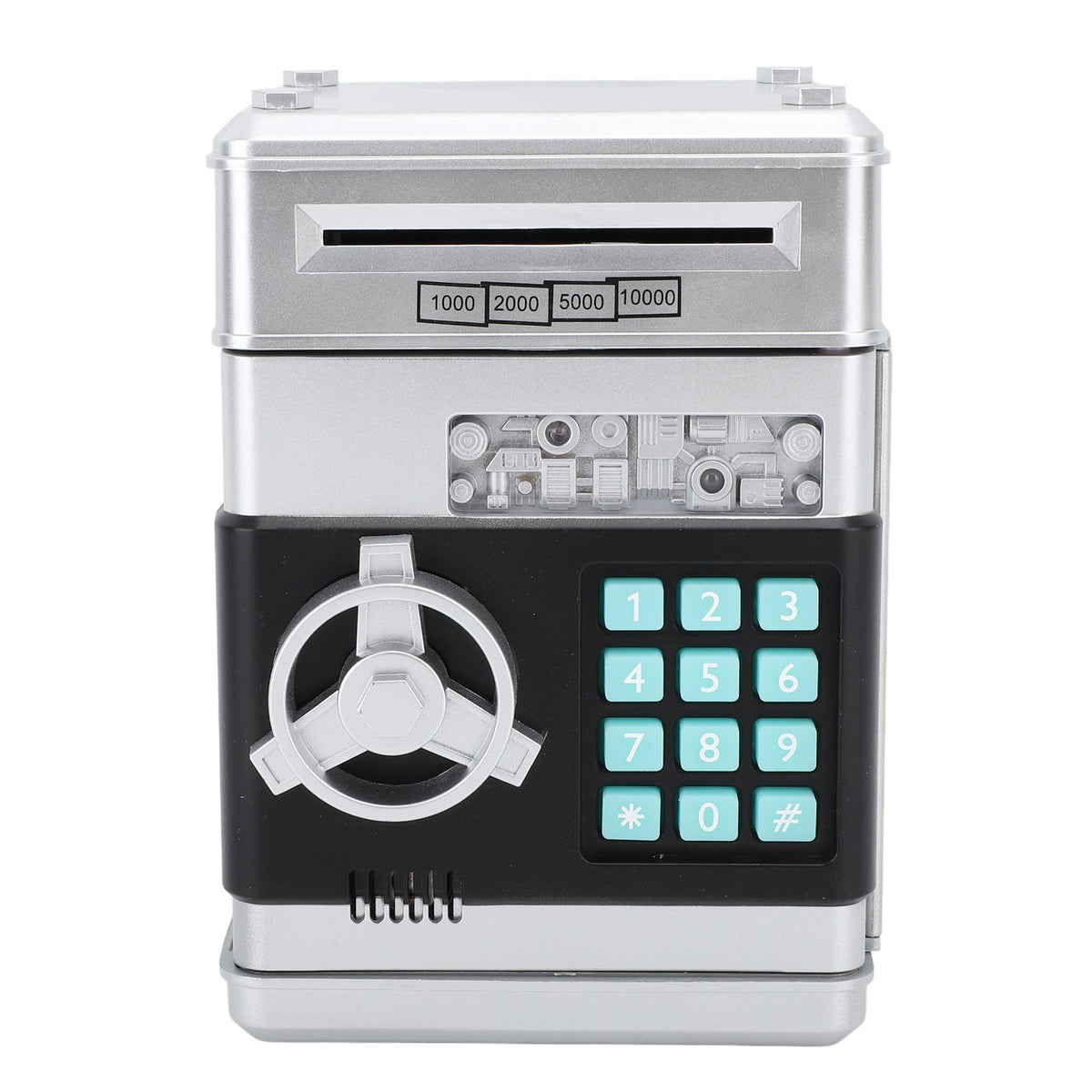 Innovative Money Bank ATM Piggy Bank with Cute Music Coin Money Saving Box with Password Desktop Ornament Silver